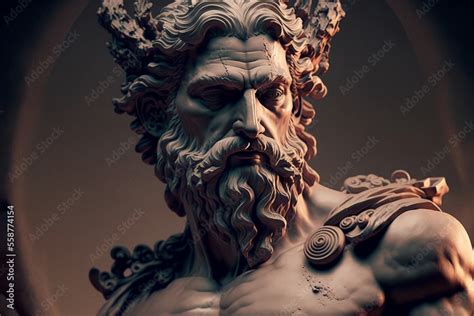 Bust of the god Zeus. Ancient Greek mythology. Antique sculpture ...