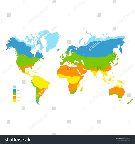 Vector World Map Climate Zone Stock Vector (Royalty Free) 1386357761 | Shutterstock