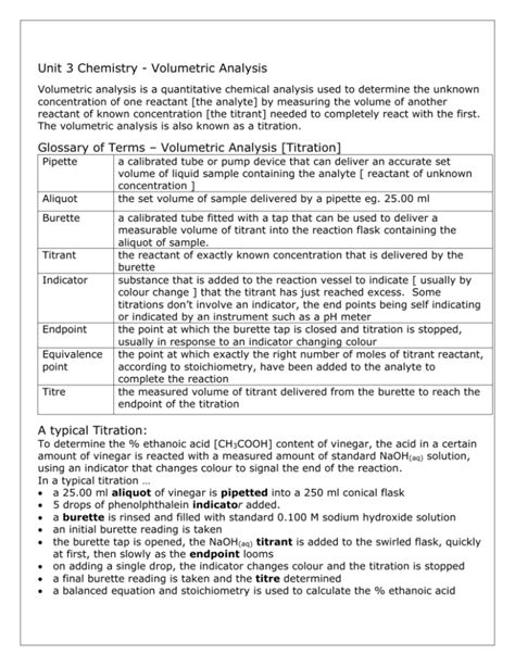 Volumetric Analysis Notes