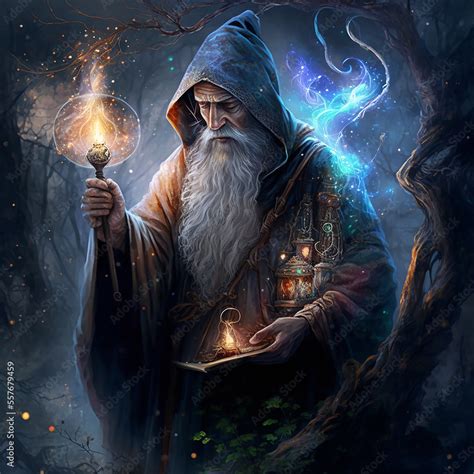 Legendary wizard merlin. A magical and fantasy environment. Created ...