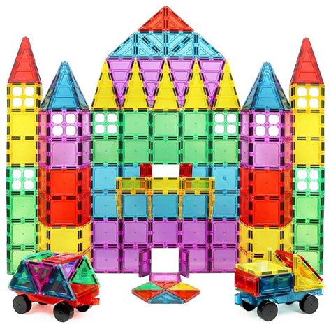 Building Toys 110 Piece Gift Magnetic Tiles Magnetic Building Blocks with Wheels Toys for Kids ...