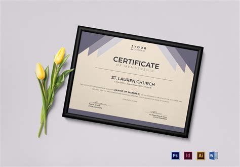 Church Membership Certificate Design Template in PSD, Word, Illustrator, InDesign