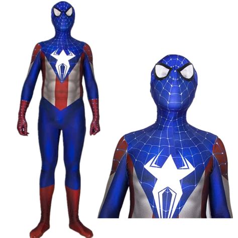 Captain America Spider Man Spiderman Cosplay Costume Zentai Superhero ...