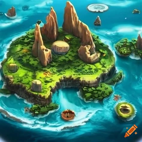 Artistic island resembling spirit island board game on Craiyon