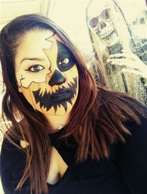 Jack O'lantern face paint and makeup for Halloween. | Jack o lantern ...