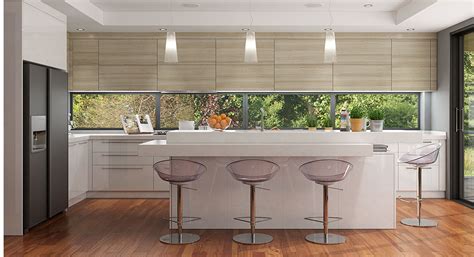 OPPEIN US: Kitchen Cabinet, Furniture Manufacturer » White and Wood Grain L-shaped Kitchen OP17-L15