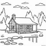 Cozy Log Cabin By The Lake Coloring Page 23204 18785 sketch template