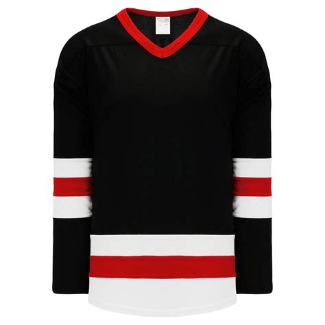 H6500-348 Black/White/Red League Style Blank Hockey Jerseys ...