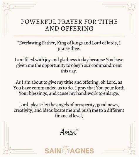 5 Powerful Prayer For Tithes And Offering: Printable Images