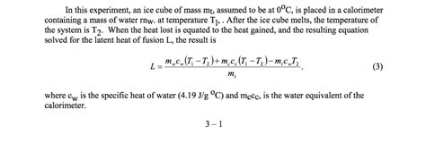 Solved We did the lab of latent heat of fusion of ice, and I | Chegg.com