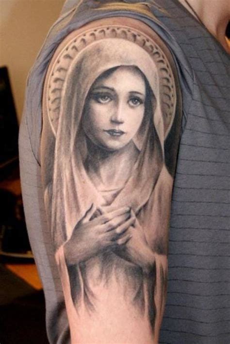 Virgen Maria Tattoo, Tattoo Maria, Madonna Tattoo, Body Art Tattoos, Sleeve Tattoos, Cross ...