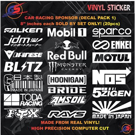 PART 1 20 Pieces Car Racing Sponsor Decals Sticker | Shopee Philippines