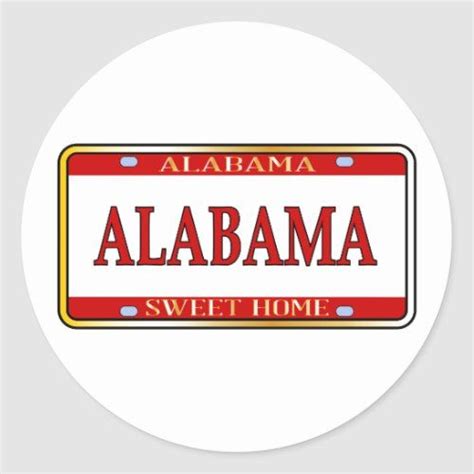 Alabama State Name License Plate Classic Round Sticker | Zazzle | Alabama state, Alabama, Sweet ...