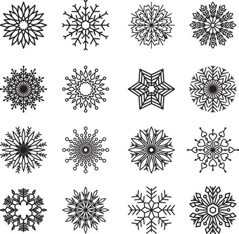 Vector set of monochrome snowflakes. Decoration with winter symbols ...