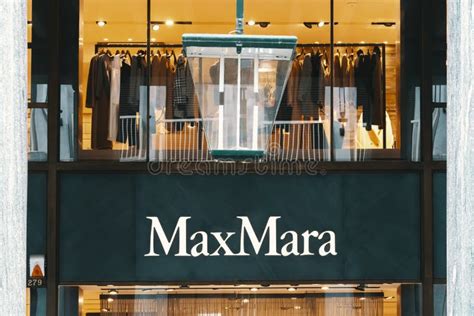 Max Mara Logo and Showcase of the Store at Night. Max Mara is Italian Fashion Business, Markets ...