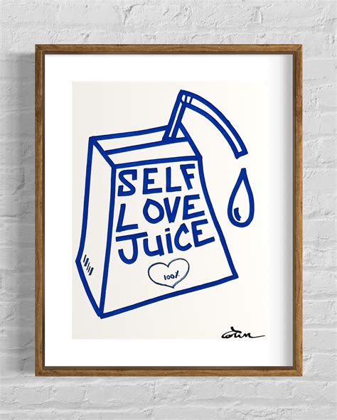 Maison Cactus: "Self Love Juice" Print in Blue Frame | Wall Art ...