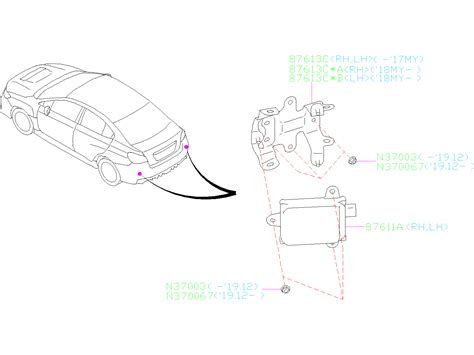 2019 subaru Outback Radar Back and Side. SYSTEM, BSD, RCTA - 87611VA020 ...