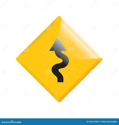 Winding Road Left Road Sign. Vector Illustration Decorative Design ...