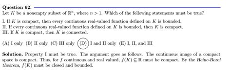 real analysis - Different versions of Heine-Borel theorem (Math subject GRE exam 0568 Q.62 ...