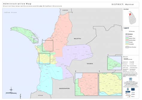 Sri Lanka: Mannar District - Administrative Map - District Secretariat ...