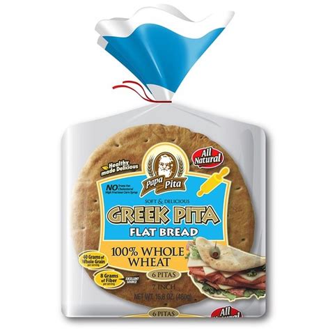 Papa Pita 100% Whole Wheat Greek Pita Flat Bread (6 ct) - Instacart