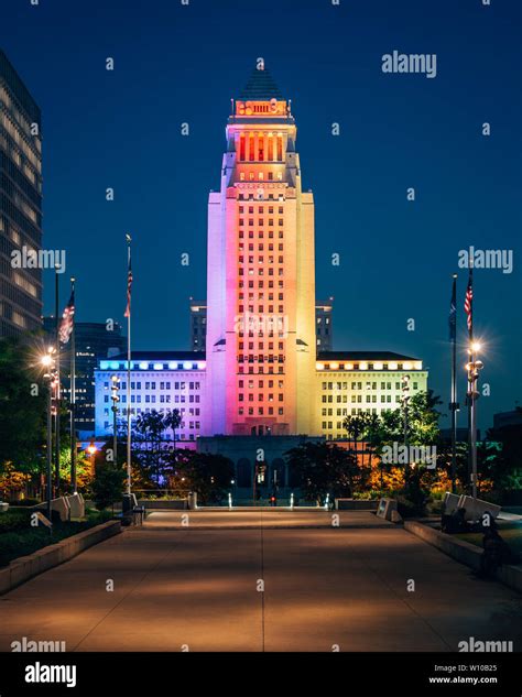 City Hall at night, in downtown Los Angeles, California Stock Photo - Alamy