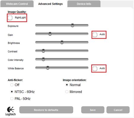 How do I adjust Logitech Webcam image quality?