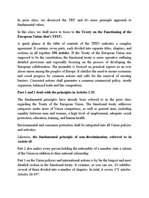 The Treaty on the Functioning of the European Union, Part I | PDF ...