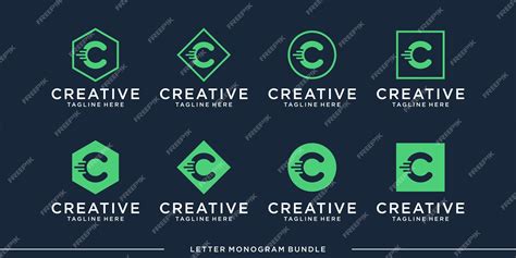 Premium Vector | Set monogram icon initial c logo design template