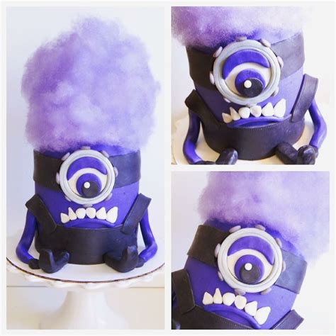 three pictures of a purple and black cake