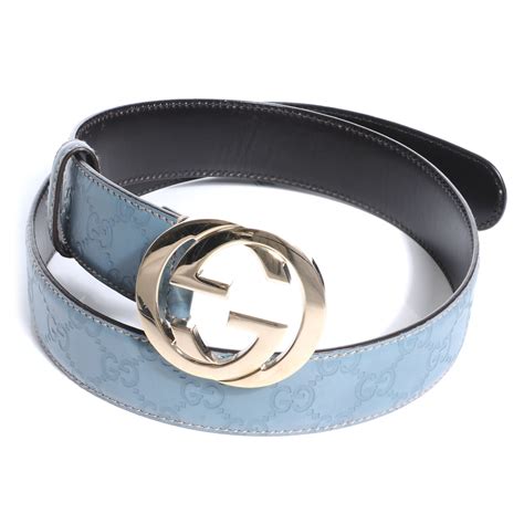 GUCCI Guccissima GG Belt Blue 34 49660