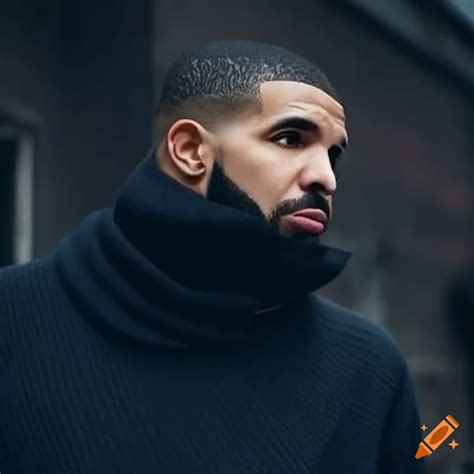 A detailed headshot profile of drake the rapper walking in a city on ...