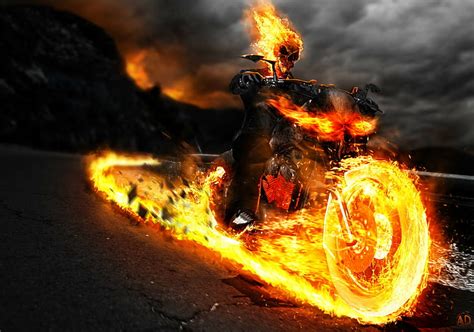 HD wallpaper: Comics, Ghost Rider, Bike, Chain, Fire, Marvel Comics | Wallpaper Flare