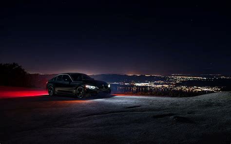 HD wallpaper: BMW M3 F80 Black, Nigth, Ligth, city, car, front, sky ...