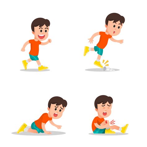 a boy ran and fell because he tripped over a rock 8926625 Vector Art at ...