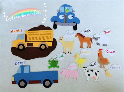 Little Blue Truck Farm Animals Felt Story Activity/construction Truck Flannel Board/teach ...