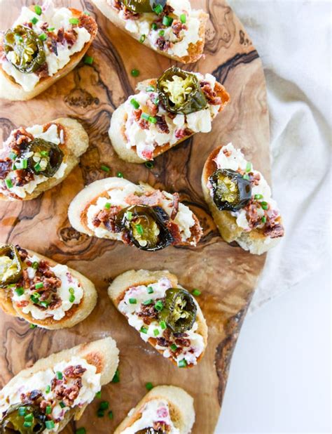 Bacon Ciabatta Crostini with Pimento Cheese and Candied Jalapeños