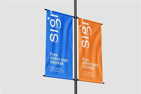 Perspective and Front Sights of 3 Street Banners Mockups Free Download ...