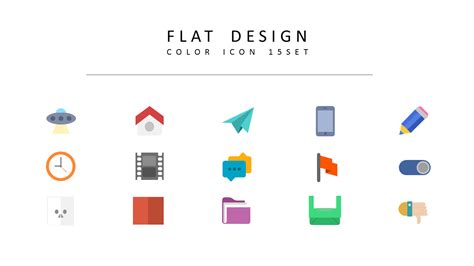 15 Set Flat Design Vector Icons|Diagram