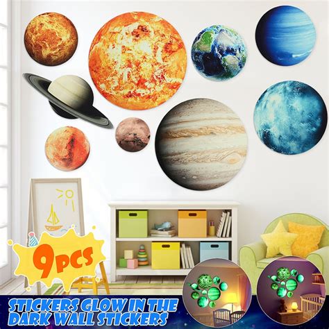 9Pcs/set Planet Stickers Solar System Planets Wall Stickers | Etsy