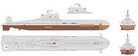 Typhoon-class submarine Blueprint - Download free blueprint for 3D ...