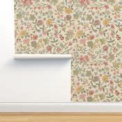 Floral Scatter Ink and Watercolor Wallpaper | Spoonflower