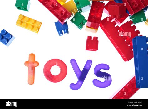 the word toys written on white using children's toy letters Stock Photo - Alamy