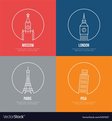 Landmarks line art posters Royalty Free Vector Image