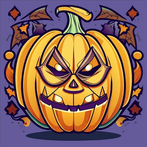 Premium Vector | Scary pumpkin halloween lantern hand drawn flat ...