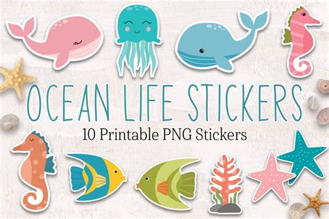 Cute Ocean Animal Stickers for Kids | Printable Sticker Set