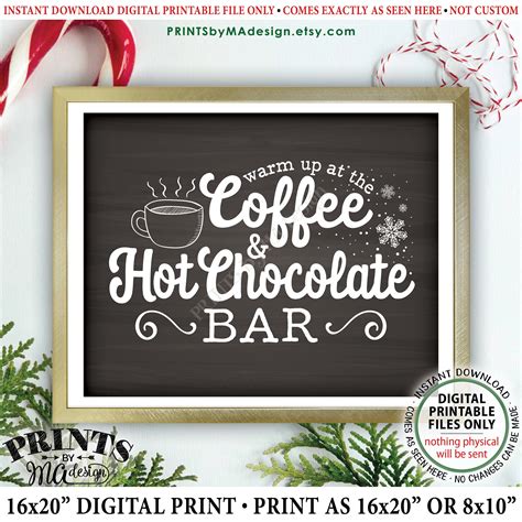 Coffee and Hot Chocolate Sign Warm Up at the Coffee & Hot Chocolate Bar, Cocoa Coffee Sign ...