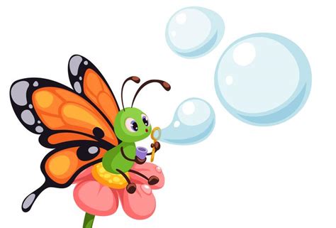 Beautiful butterfly blowing bubbles 619150 Vector Art at Vecteezy