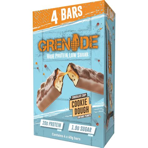 Grenade High Protein Choc Chip Cookie Dough Bars 4 Pack | Woolworths