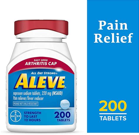 Aleve Easy Open Arthritis Cap Tablets, Naproxen Sodium for Pain Relief 200 Count